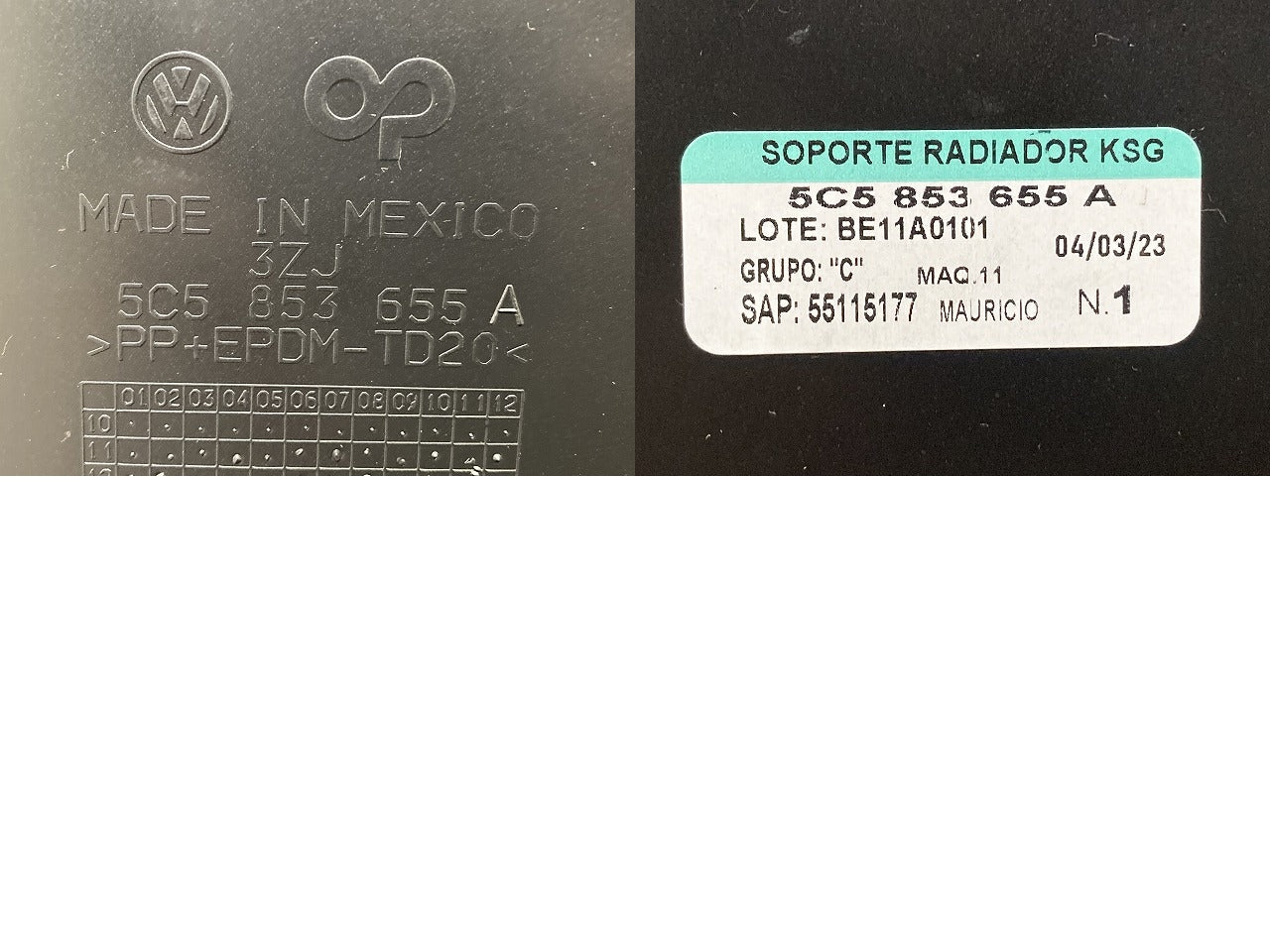 新品!ザ・ビートル 16系/16CBZ/16CZD 純正 フロント バンパーグリル カバー 5C5 853 655 A 5C5853655A9B9 素地 フォルクスワーゲン(150966)
