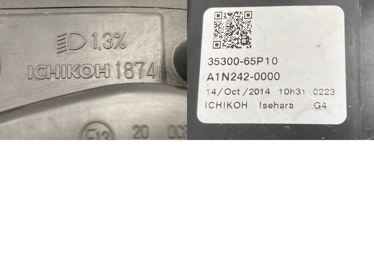 ハスラー MR31S/MR41S 純正 左 ヘッドライト/ランプ レベライザーキセノン HID ICHIKOH 1874 35320-65P15 スズキ(150997)