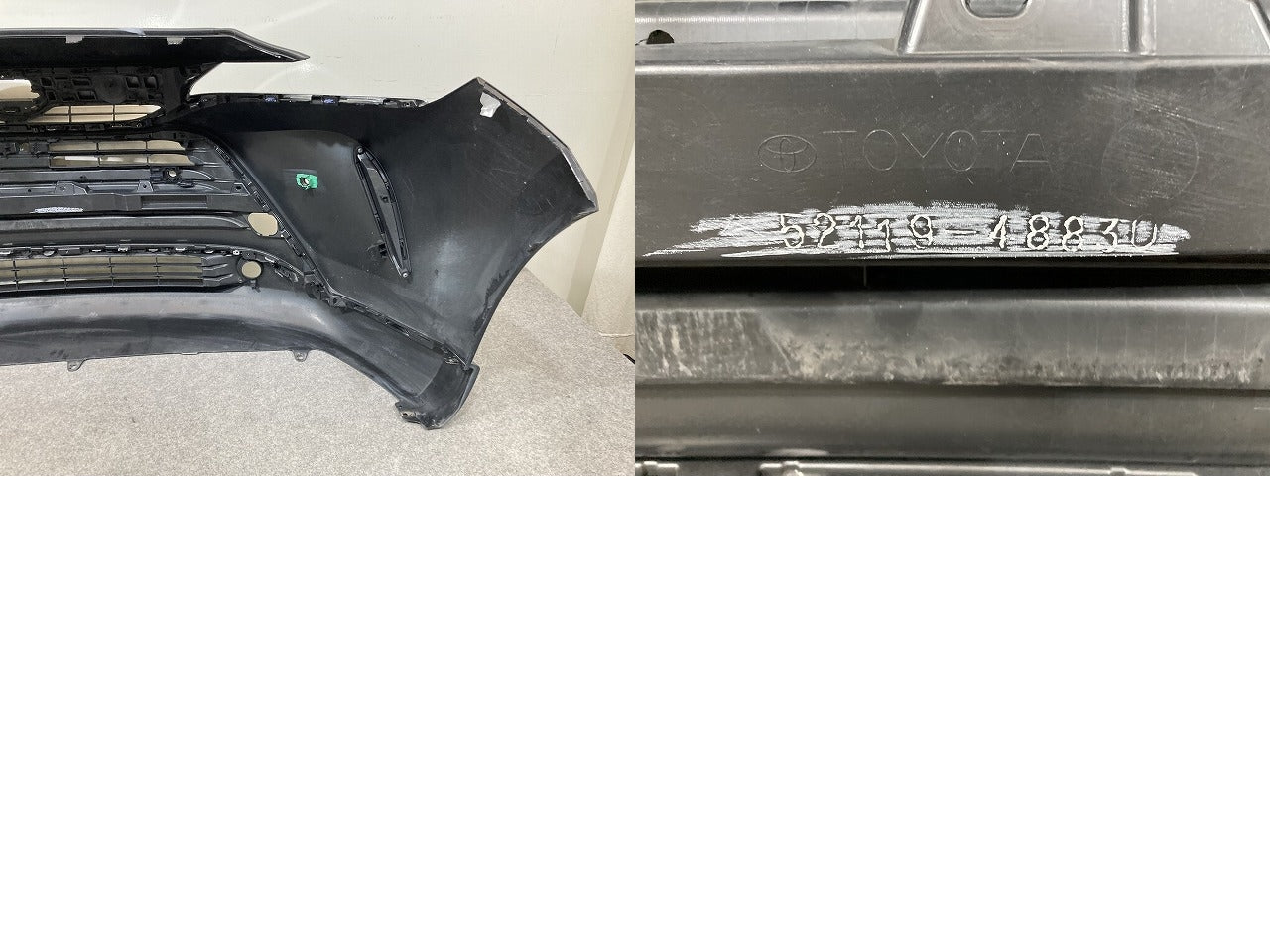ハリアー 80系 MXUA80/MXUA85/AXUH80/AXUH85 純正 フロント バンパー グリルスポイラー付 52119-48830 ブラックパール 219 トヨタ(151041)