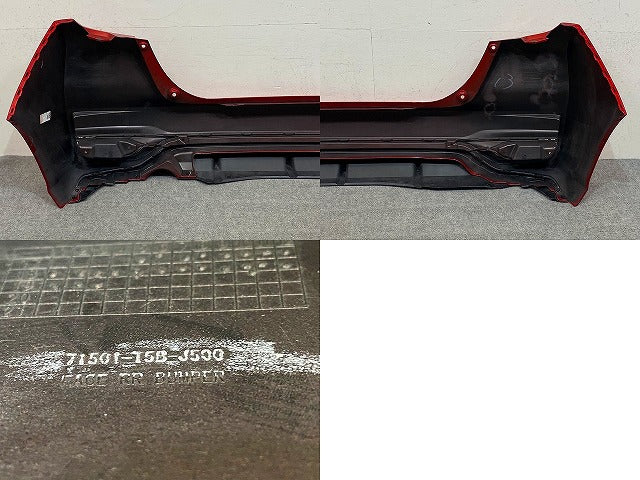 フィット RS GK5 GP5 純正 前期 リア バンパー スポイラー付 71501-T5B-J500 プレミアムクリスタルレッドメタリック R565M ホンダ(151661)