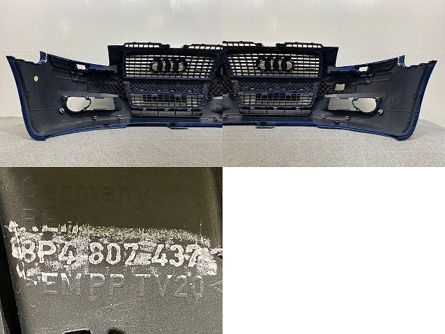 A3 8P系 純正 フロント バンパー グリルスポイラー付 Fバンパー 8P4 807 437 ブルー メタリック アウディ(151847)